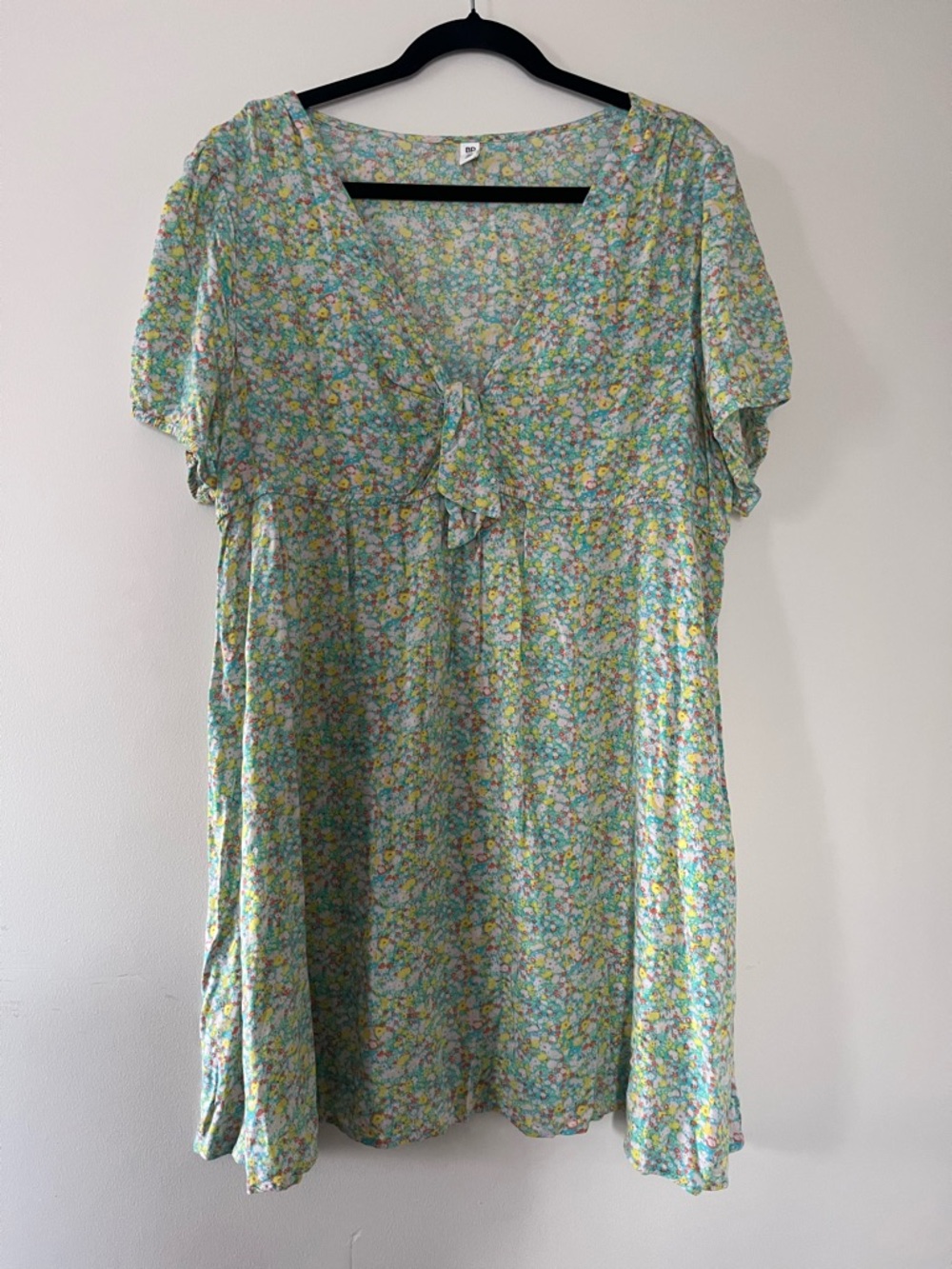 BP Plus Size Green Floral Mini Dress 2X Flowy Cottagecore Casual Feminine Summer